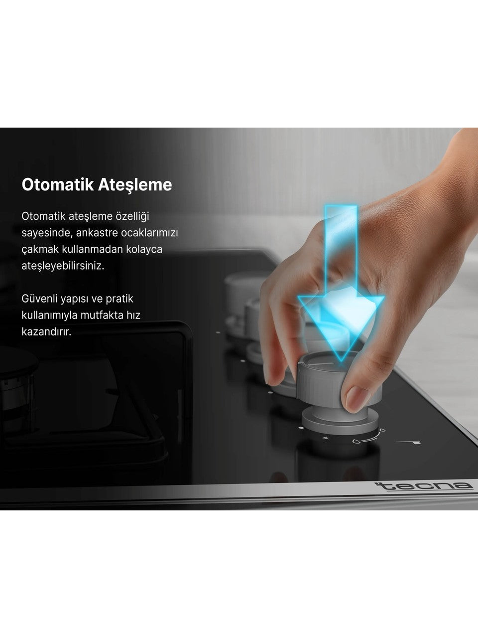 Tecna SÜO 604SE 4 Gözü Gazlı Siyah Set Üstü Ocak